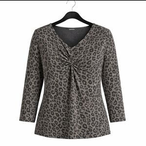 Catherine's Leopard-print Twist Knot Shirt Plus Size 2X